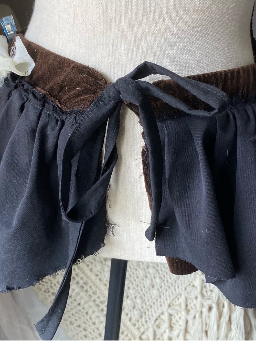 Black Upcycled Mini Fairy Skirt with Tie Waist